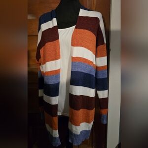 Ecowish Stripped Multi Color Knit Cardigan